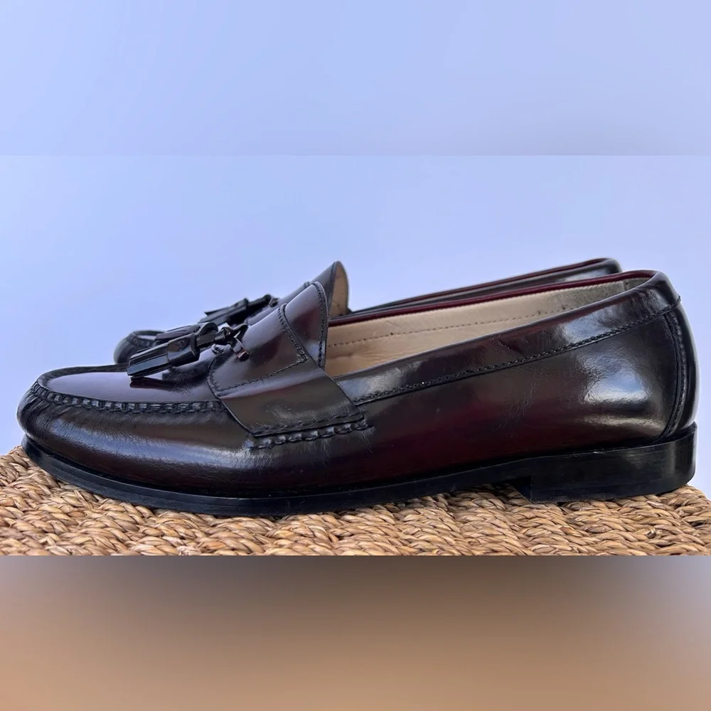 Cole Haan Men’s Pinch Tassel Loafers Hand Sewn Moc-Toe‎ Mahogany Size 12E